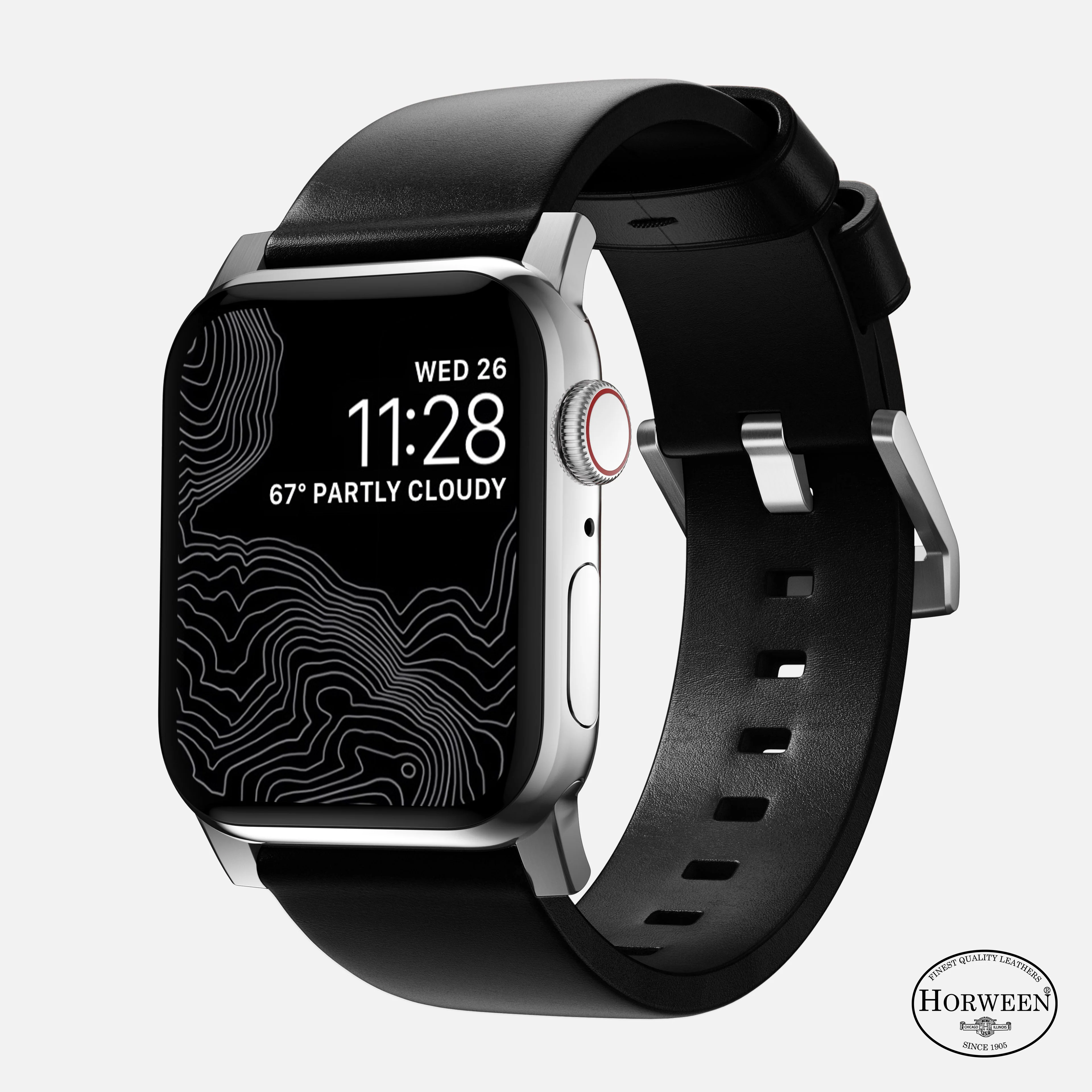 Modern Band - 46mm/49mm | Silver Hardware | Black | Horween - Image 3